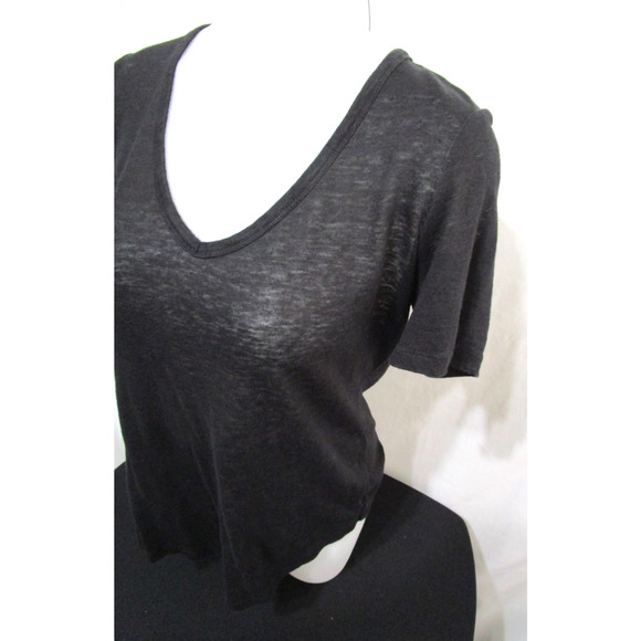 Banana Republic Black Semi-Sheer Linen Blend V Neck T Shirt Women S - Picture 5 of 7